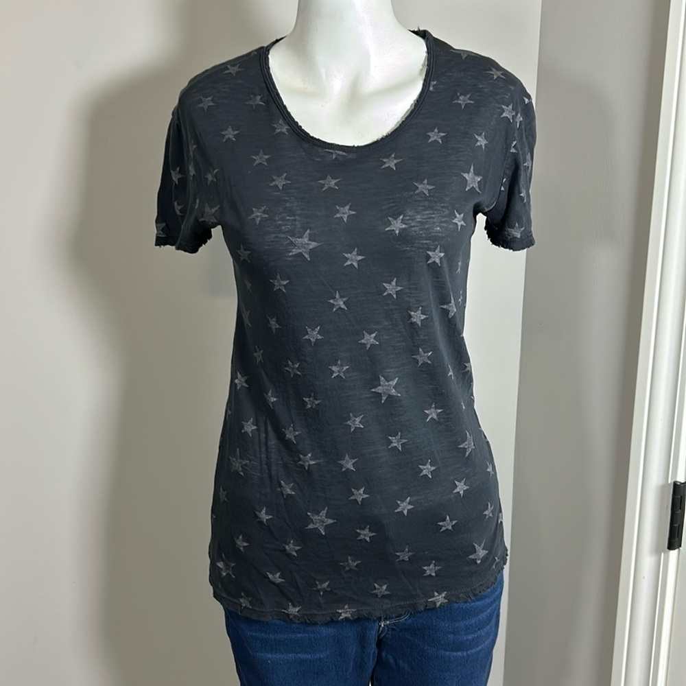 RtA Star Classic round neck T shirt Black Cotton Cashmere Top Sz XXS